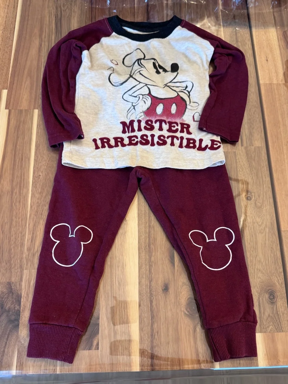 Disney Burgundy & Cream Mickey “Mister Irresistible” Pajama Set